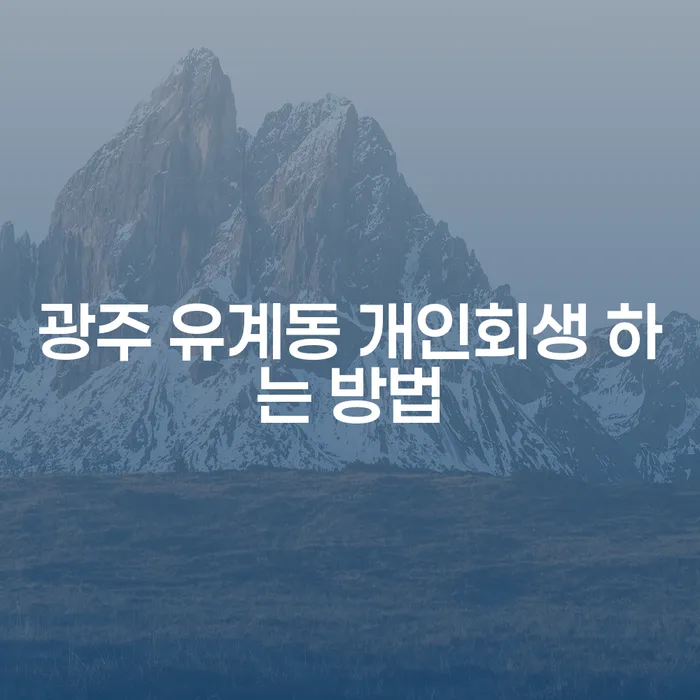 광주 유계동에서 개인회생을 성공적으로 하는 방법은 무엇일까요?